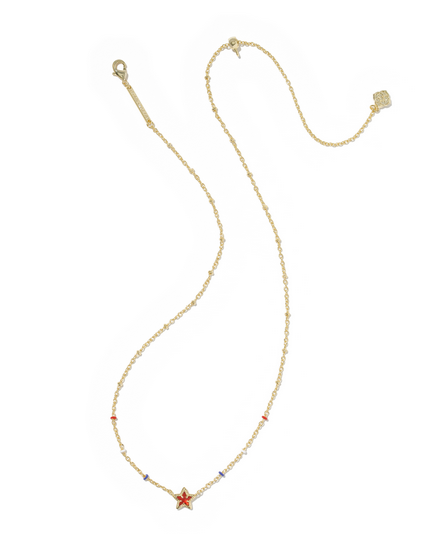 KENDRA SCOTT MINI CASSIDY GOLD RED ILLUSION SHORT PENDANT NECKLACE