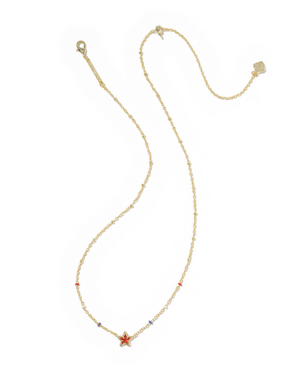 KENDRA SCOTT MINI CASSIDY GOLD RED ILLUSION SHORT PENDANT NECKLACE