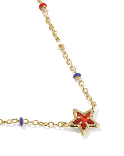 KENDRA SCOTT MINI CASSIDY GOLD RED ILLUSION SHORT PENDANT NECKLACE