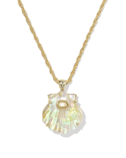KENDRA SCOTT LUCIA SHELL GOLD ABALONE SHELL SHORT PENDANT NECKLACE