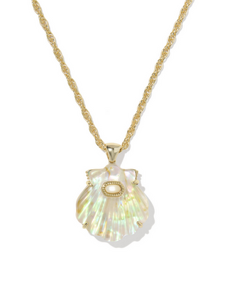 KENDRA SCOTT LUCIA SHELL GOLD ABALONE SHELL SHORT PENDANT NECKLACE