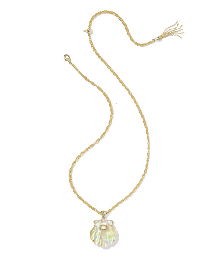 KENDRA SCOTT LUCIA SHELL GOLD ABALONE SHELL SHORT PENDANT NECKLACE