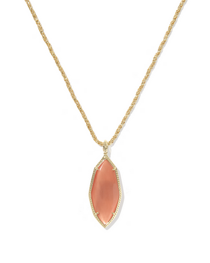 KENDRA SCOTT OPHELIA GOLD BURNT ORANGE LARGE LONG PENDANT NECKLACE