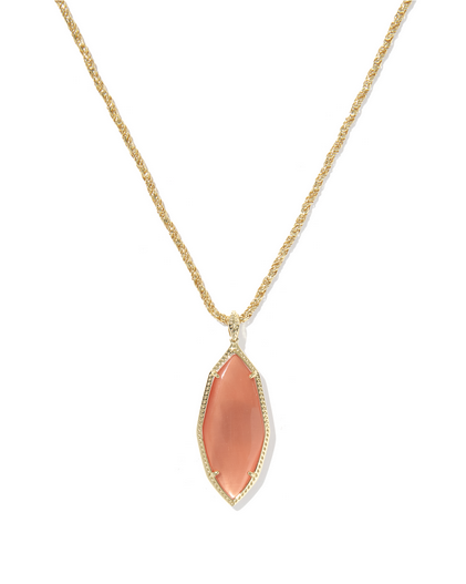 KENDRA SCOTT OPHELIA GOLD BURNT ORANGE LARGE LONG PENDANT NECKLACE