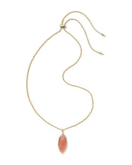 KENDRA SCOTT OPHELIA GOLD BURNT ORANGE LARGE LONG PENDANT NECKLACE