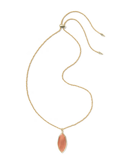 KENDRA SCOTT OPHELIA GOLD BURNT ORANGE LARGE LONG PENDANT NECKLACE