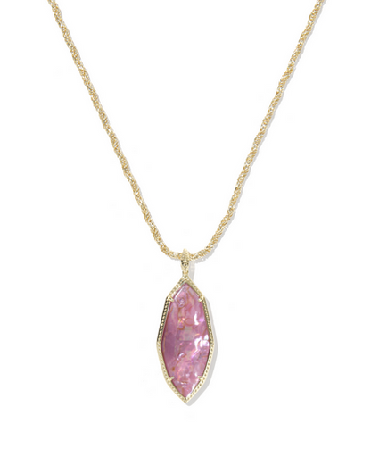 KENDRA SCOTT OPHELIA GOLD LIGHT MAUVE ILLUSION LARGE LONG PENDANT NECKLACE