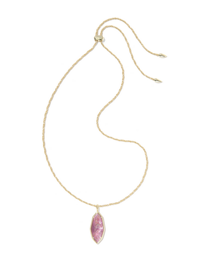 KENDRA SCOTT OPHELIA GOLD LIGHT MAUVE ILLUSION LARGE LONG PENDANT NECKLACE
