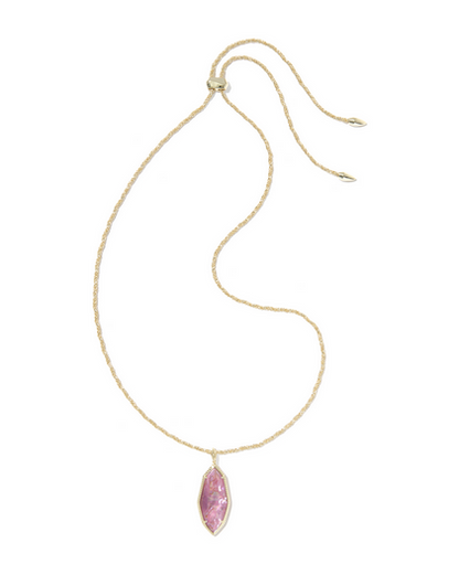 KENDRA SCOTT OPHELIA GOLD LIGHT MAUVE ILLUSION LARGE LONG PENDANT NECKLACE
