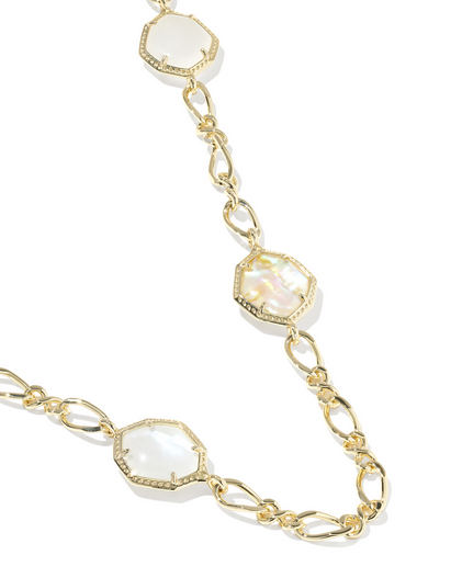 KENDRA SCOTT OPHELIA LONG  GOLD NEUTRAL STRAND NECKLACE