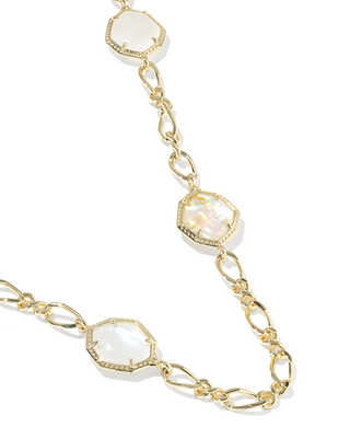 KENDRA SCOTT OPHELIA LONG  GOLD NEUTRAL STRAND NECKLACE