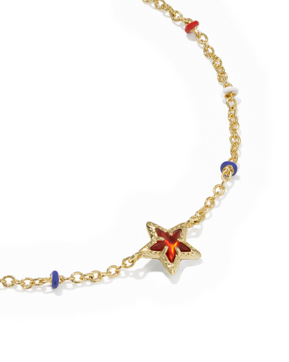 KENDRA SCOTT MINI GOLD RED ILLUSION CASSIDY DELICATE CHAIN BRACELET