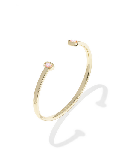 KENDRA SCOTT MINI GOLD LIGHT PINK OPAL ELTON CUFF BRACELET