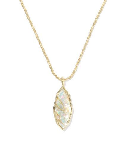 KENDRA SCOTT OPHELIA GOLD IRIDESCENT ABALONE LARGE LONG PENDANT NECKLACE