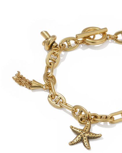 KENDRA SCOTT PARKER GOLD FRESHWATER PEARL CHARM BRACELET