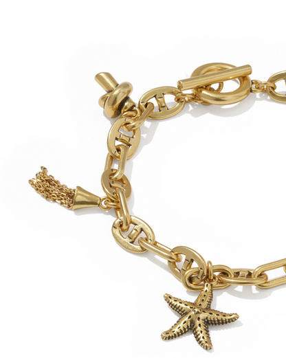 KENDRA SCOTT PARKER GOLD FRESHWATER PEARL CHARM BRACELET