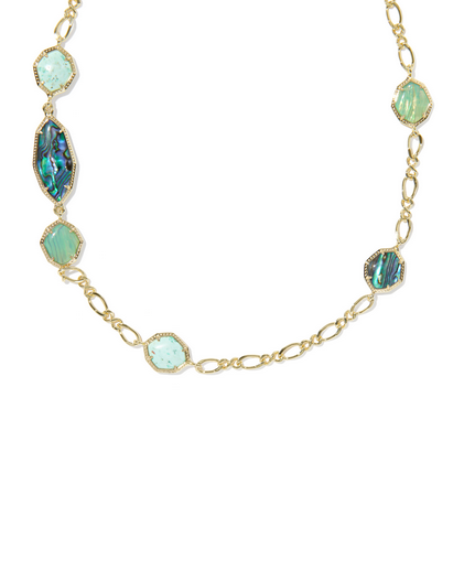 KENDRA SCOTT OPHELIA GOLD ABALONE SEA GREEN LONG STRAND NECKLACE