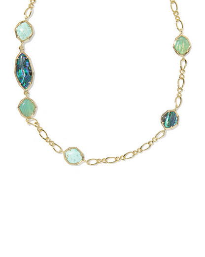 KENDRA SCOTT OPHELIA GOLD ABALONE SEA GREEN LONG STRAND NECKLACE