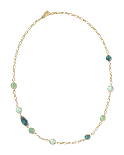 KENDRA SCOTT OPHELIA GOLD ABALONE SEA GREEN LONG STRAND NECKLACE