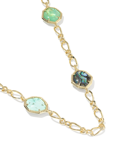 KENDRA SCOTT OPHELIA GOLD ABALONE SEA GREEN LONG STRAND NECKLACE