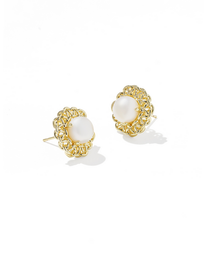 KENDRA SCOTT GABRIELLA GOLD FRESHWATER  PEARL STUD EARRINGS