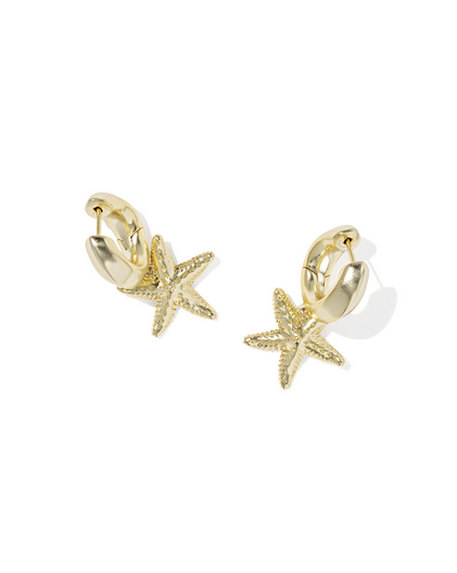 KENDRA SCOTT PARKER GOLD STARFISH HUGGIE EARRINGS