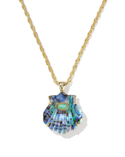 KENDRA SCOTT LUCIA SHELL SHORT GOLD ABALONE PENDANT NECKLACE