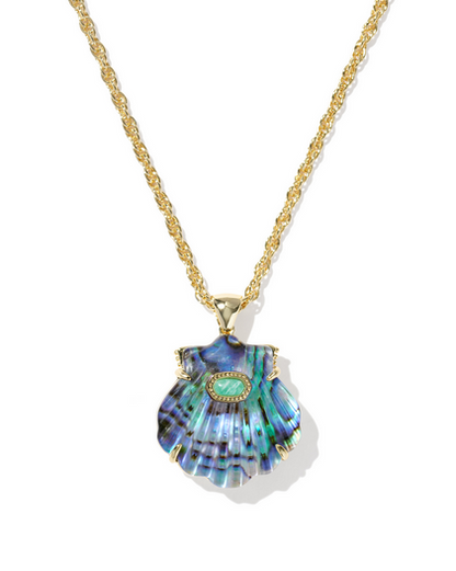 KENDRA SCOTT LUCIA SHELL SHORT GOLD ABALONE PENDANT NECKLACE