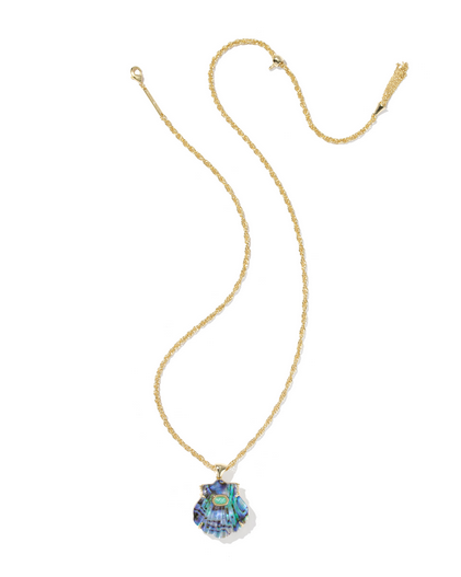 KENDRA SCOTT LUCIA SHELL SHORT GOLD ABALONE PENDANT NECKLACE
