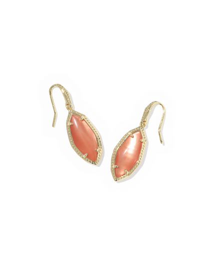 KENDRA SCOTT OPHELIA GOLD BURNT ORANGE MOP SMALL DROP EARRINGS