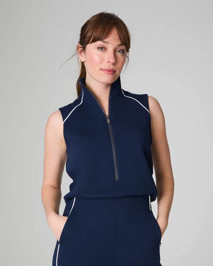 Spanx Airpique Mockneck Jumpsuit Navy