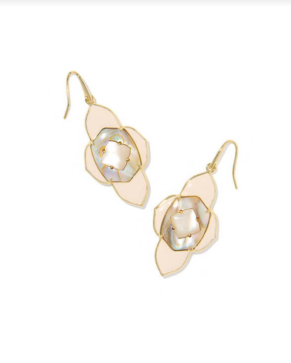 Kendra Scott Abbie Gold Neutral Mix Medallion Drop Earrings