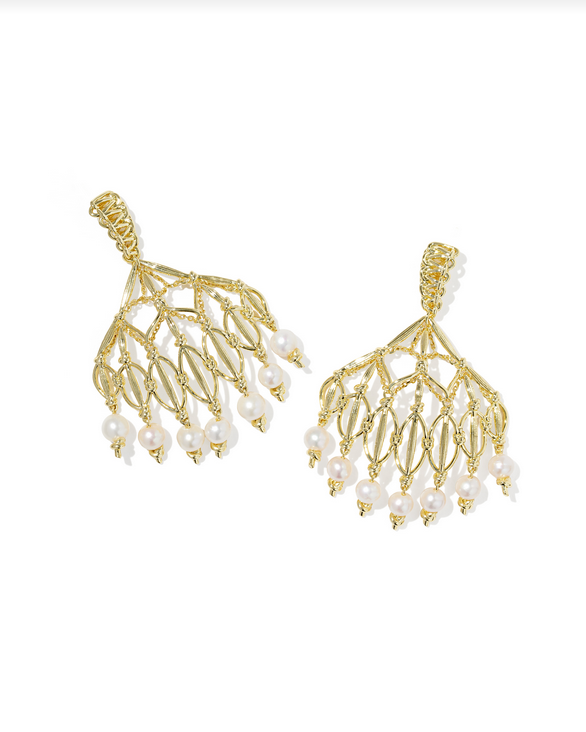 Kendra Scott Gabriella Gold Freshwater Pearl Statement Earrings