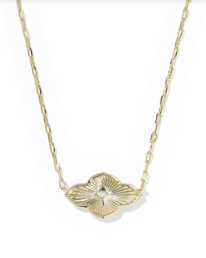 Kendra Scott Abbie Medallion Gold Pink Short Pendant Necklace