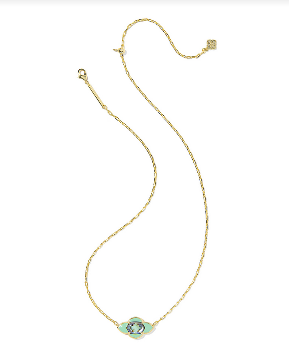 Kendra Scott Abbie Medallion Gold Abalone Sea Green Short Pendant Necklace