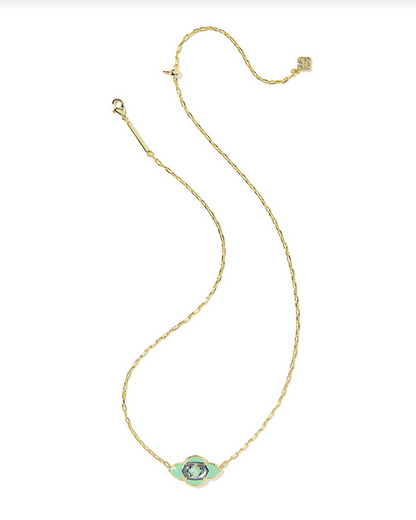 Kendra Scott Abbie Medallion Gold Abalone Sea Green Short Pendant Necklace