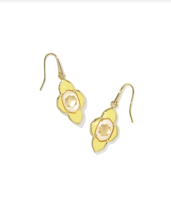 Kendra Scott Abbie Medallion Gold Yellow Small Drop Earrings