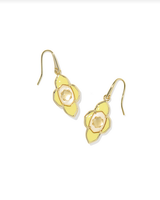 Kendra Scott Abbie Medallion Gold Yellow Small Drop Earrings
