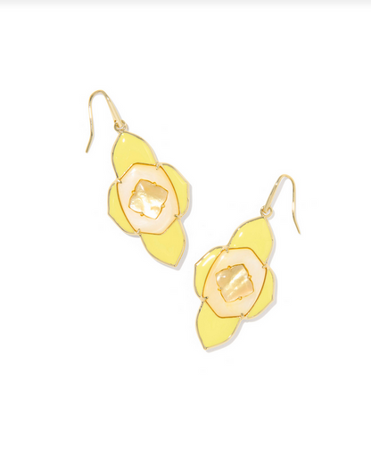 Kendra Scott Abbie Gold Yellow Medallion Drop Earrings