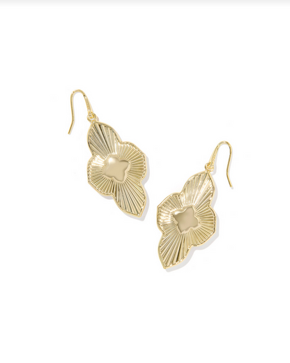 Kendra Scott Abbie Gold Yellow Medallion Drop Earrings