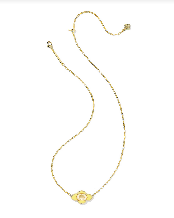 Kendra Scott Abbie Medallion Gold Yellow Short Pendant Necklace