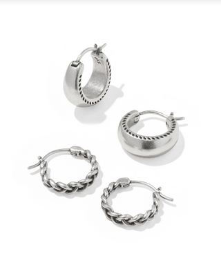 Kendra Scott Gabriella Set of 2 Vintage Silver Huggie Earrings