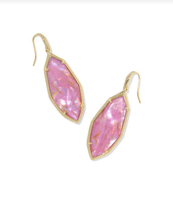Kendra Scott Ophelia Gold Light Mauve Drop Earrings