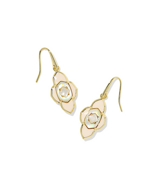 Kendra Scott Abbie Medallion Gold Neutral Small Drop Earrings