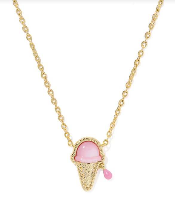Kendra Scott Ice Cream Short Gold Pastel Pink Pendant Necklace
