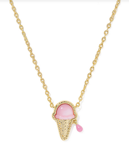 Kendra Scott Ice Cream Short Gold Pastel Pink Pendant Necklace