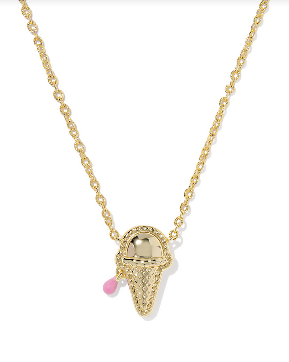 Kendra Scott Ice Cream Short Gold Pastel Pink Pendant Necklace