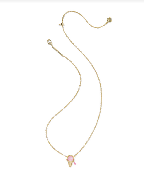 Kendra Scott Ice Cream Short Gold Pastel Pink Pendant Necklace