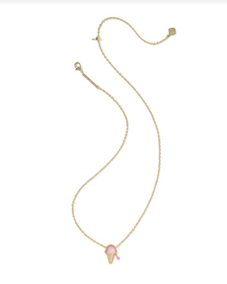 Kendra Scott Ice Cream Short Gold Pastel Pink Pendant Necklace