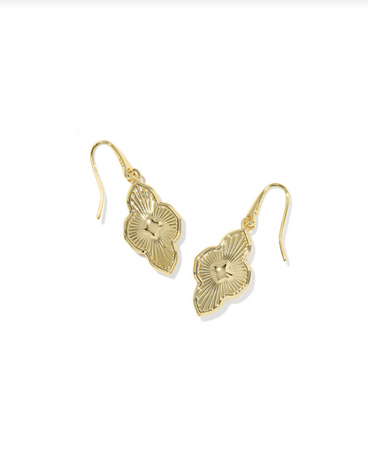 KENDRA SCOTT ABBIE MEDALLION GOLD HOT PINK MIX SMALL DROP EARRINGS